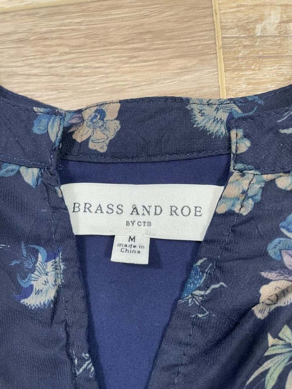 Brass & Roe Roxi Blue Floral Tiered Midi Dress Long Sleeve Size M - Picture 4 of 10